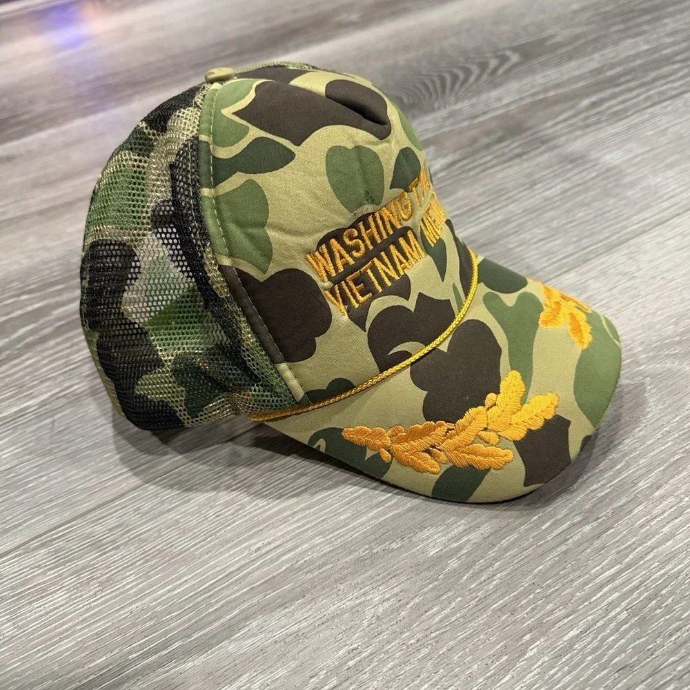 Vietnam Memorial Washington DC Snapback Trucker Hat‎ Cap Camo Gold